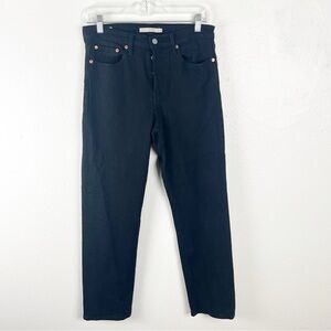 LEVI’S Black Big E Button Fly Wedgie Straight Leg Grunge Biker Casual Jeans 28